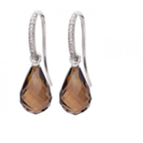 Guldkrok med briljanter och rökkvarts